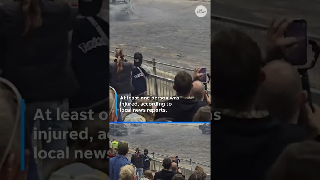 See demo derby car break through safety barrier, crash into crowd – The ...